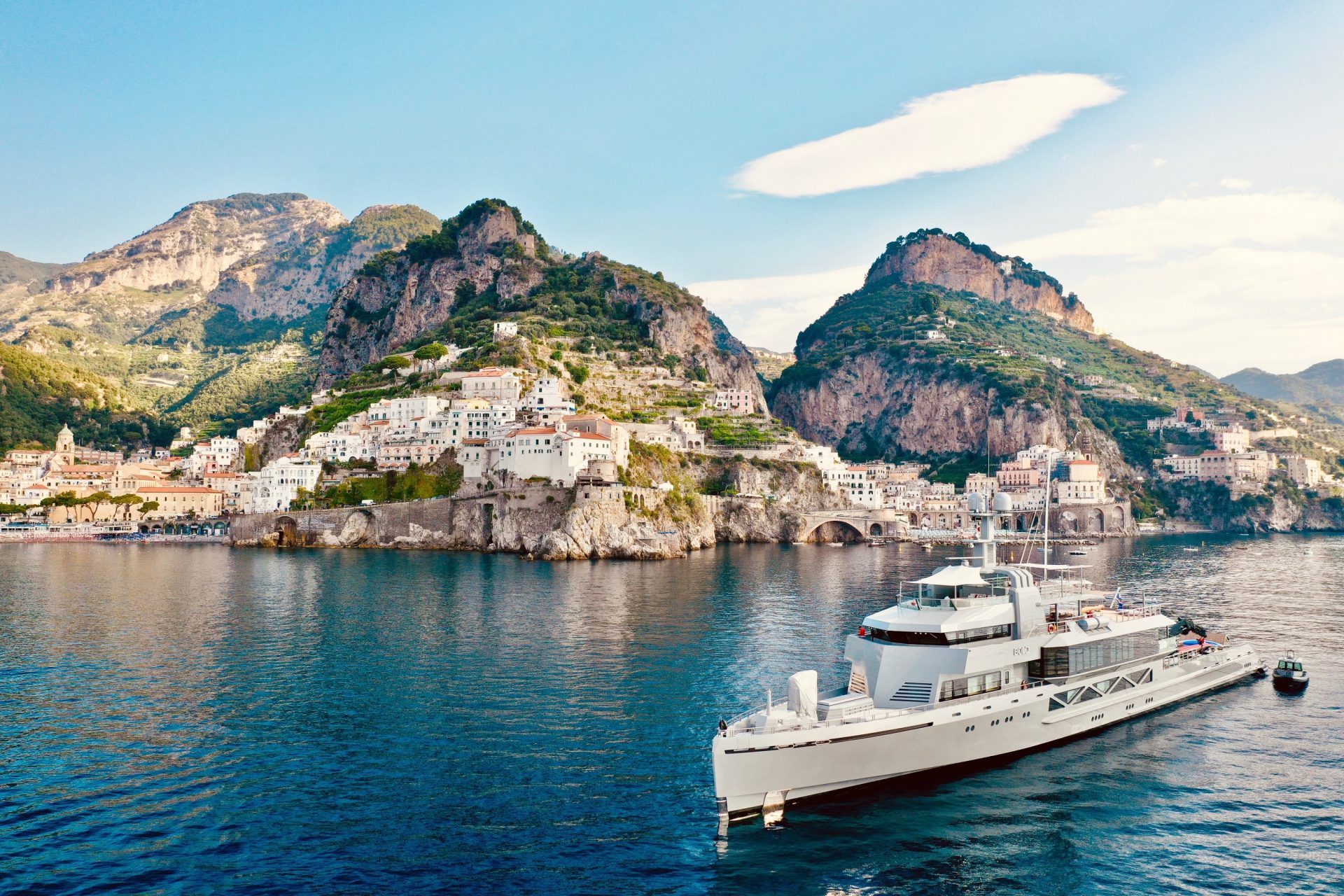 Superyacht off the coast of Italy