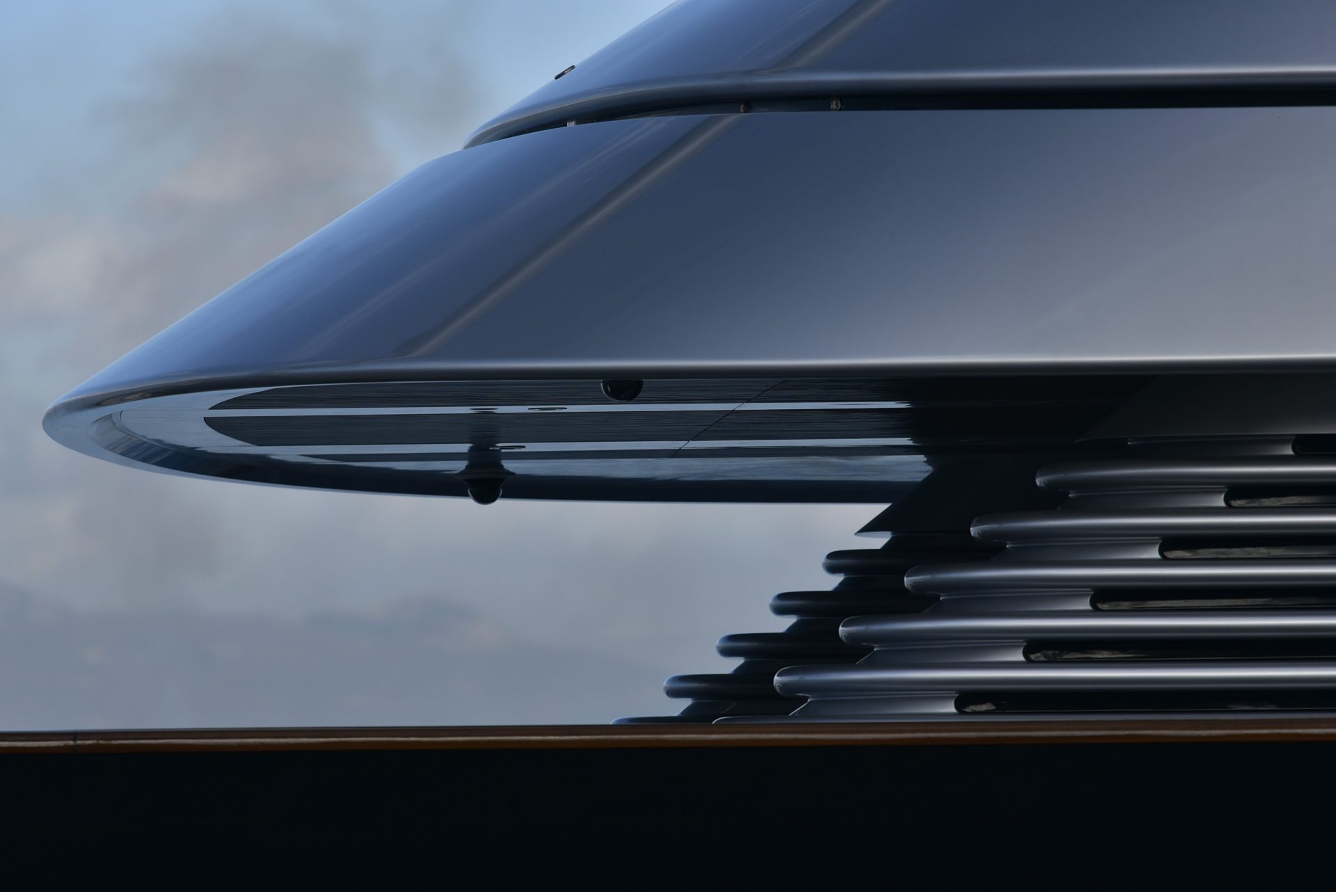 Closeup deck detail of superyacht
