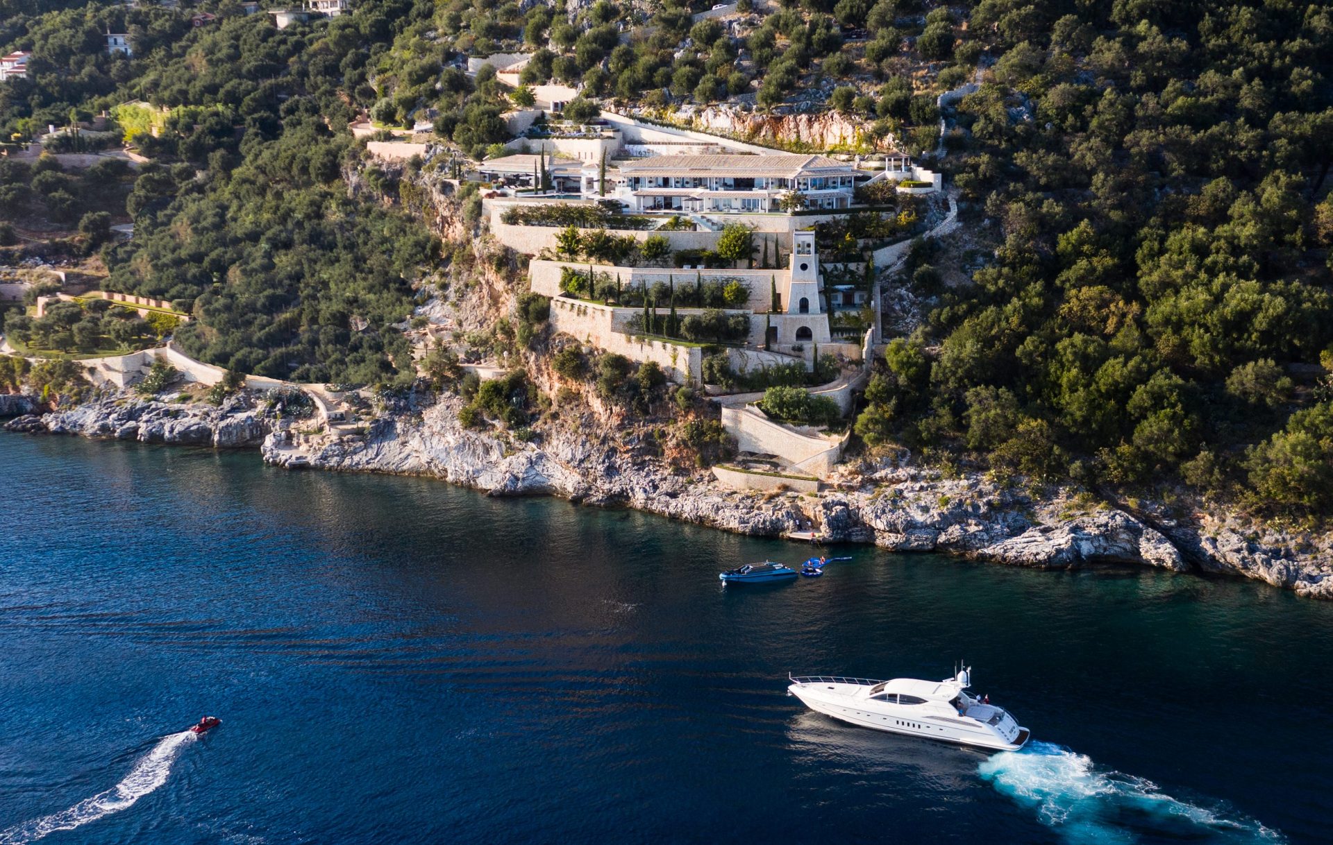 Yachts offshore from Private Villa