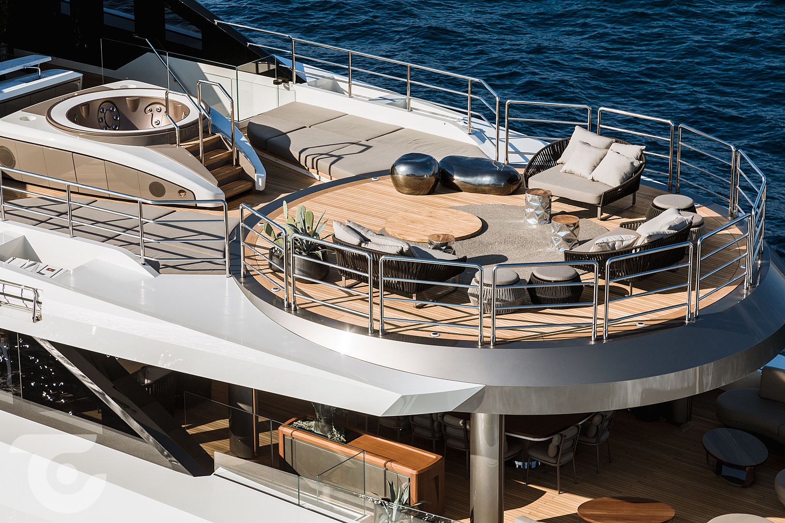 Deck lounge area on yacht