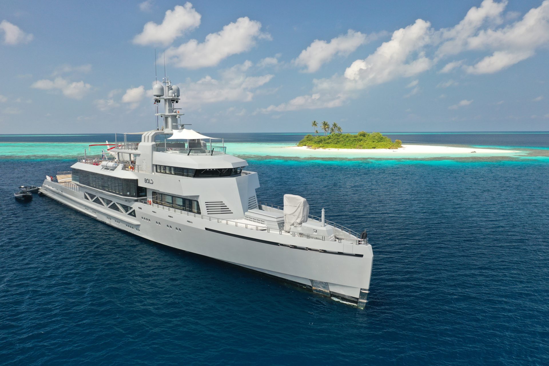 Superyacht with private island